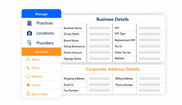 referral care coordination provider and specialists portal. sharing business details, corporate address details.